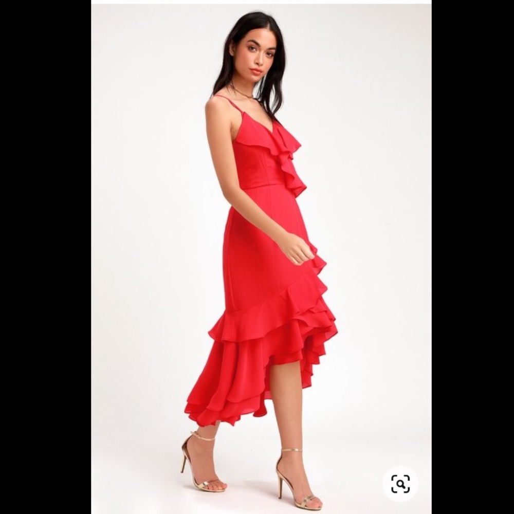 Lulus dreamer's dream red high low dress